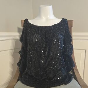 Cece Black Sequin Top